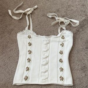 Urban Outfitters Cream Embroidered Camisole